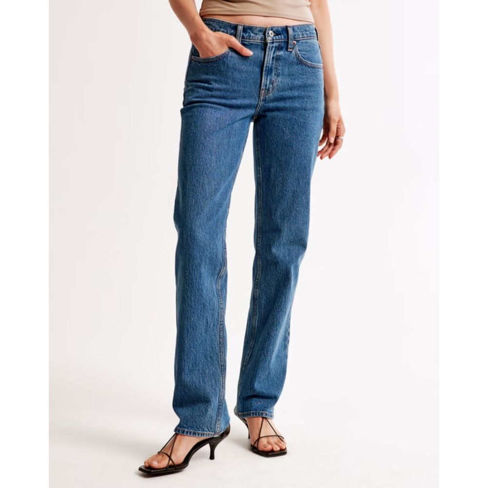 Abercrombie & Fitch | 90's Straight Mid-Rise Jeans | Curve Love 27 Short